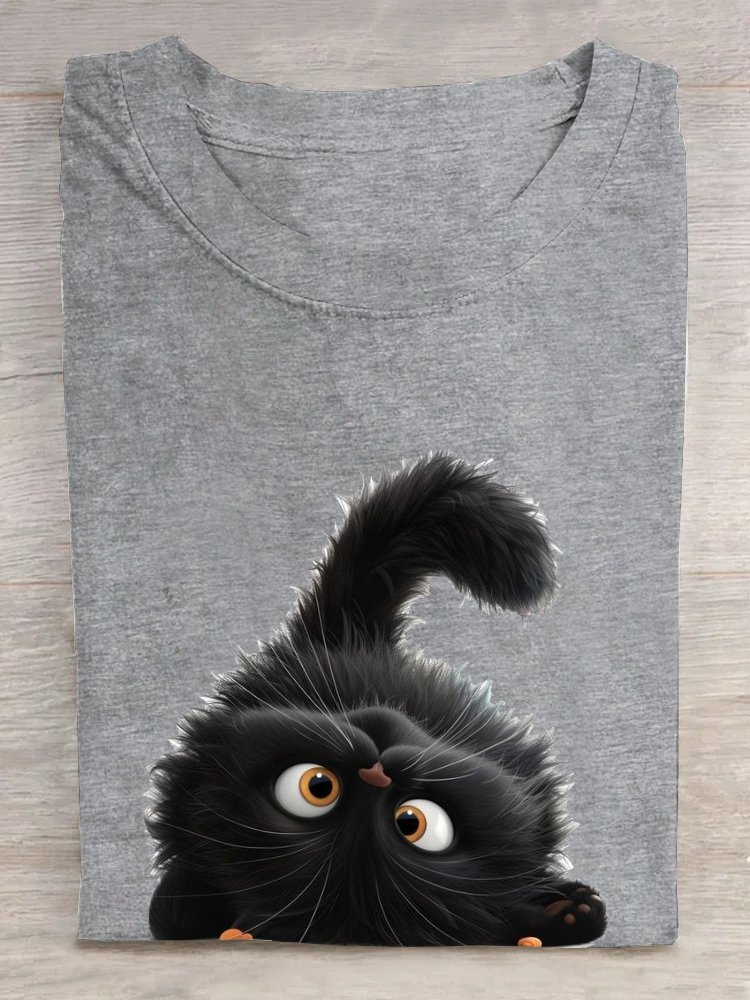 Cat Cotton Loose Casual T-Shirt