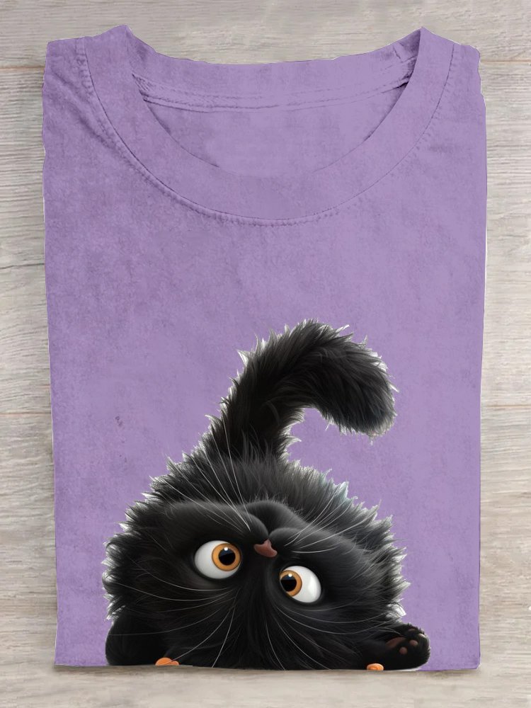 Cat Cotton Loose Casual T-Shirt