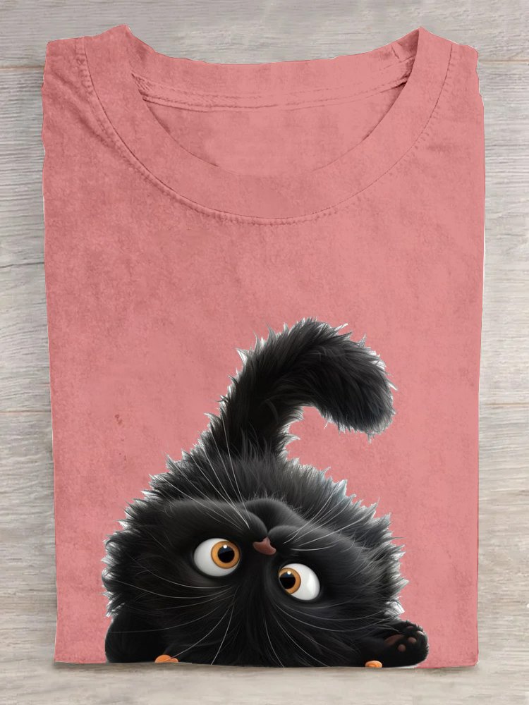 Cat Cotton Loose Casual T-Shirt