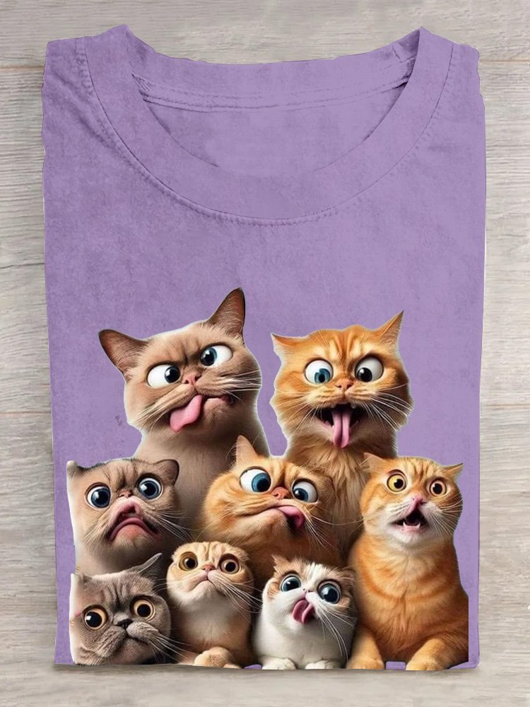 Casual Cotton Cat Loose T-Shirt