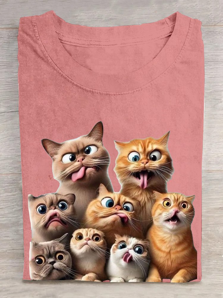 Casual Cotton Cat Loose T-Shirt