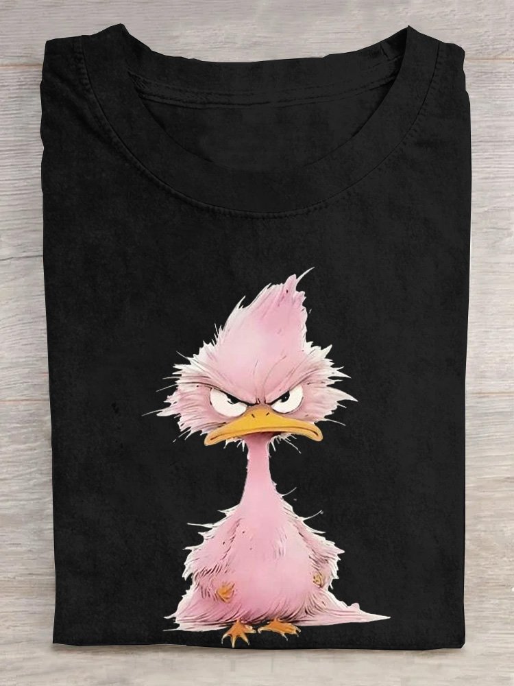 Casual Loose Crew Neck Duck T-Shirt