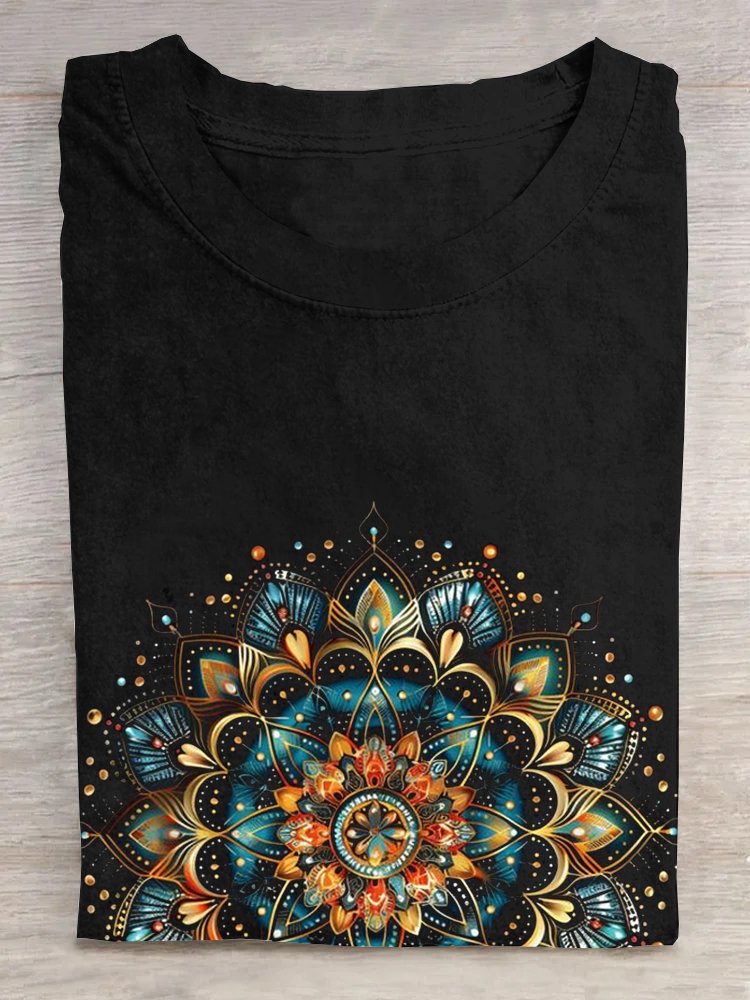 Random Print Casual Crew Neck Loose T-Shirt