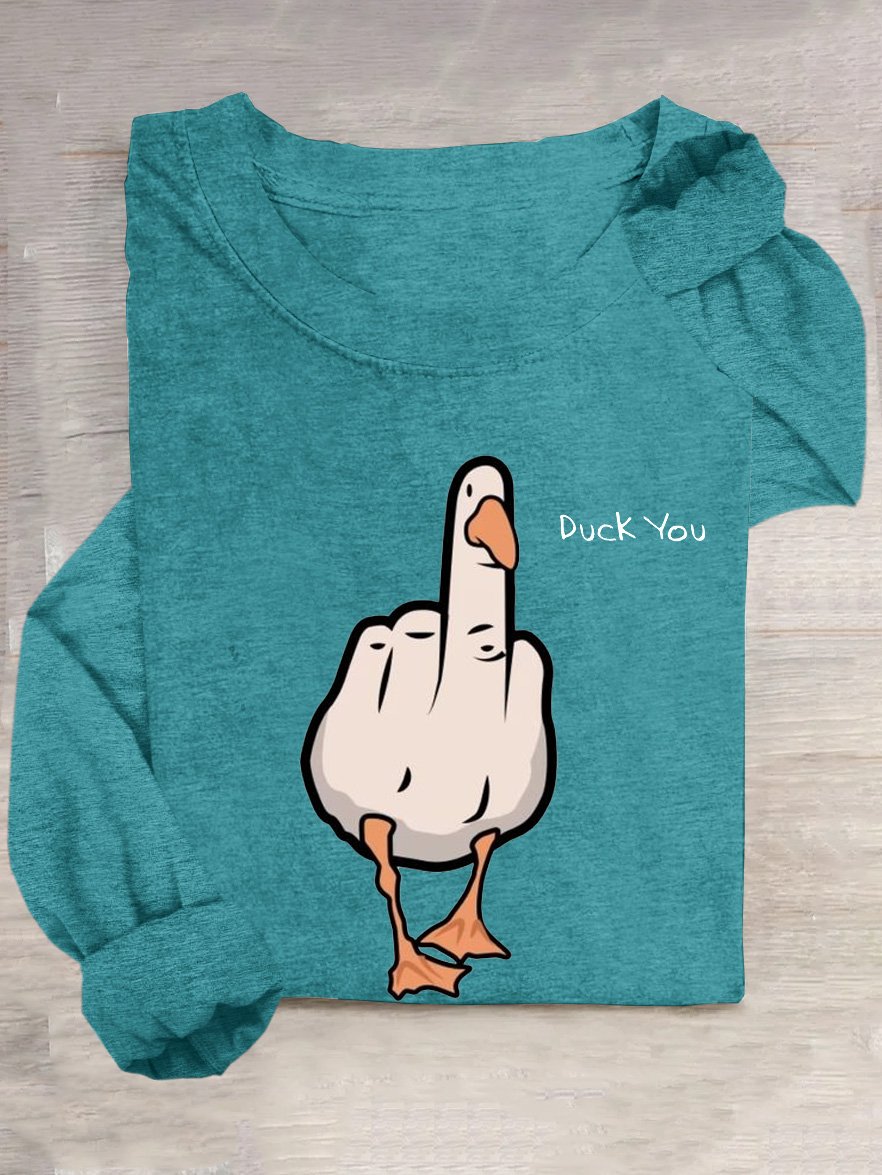 Casual Duck Cotton-Blend Crew Neck T-Shirt