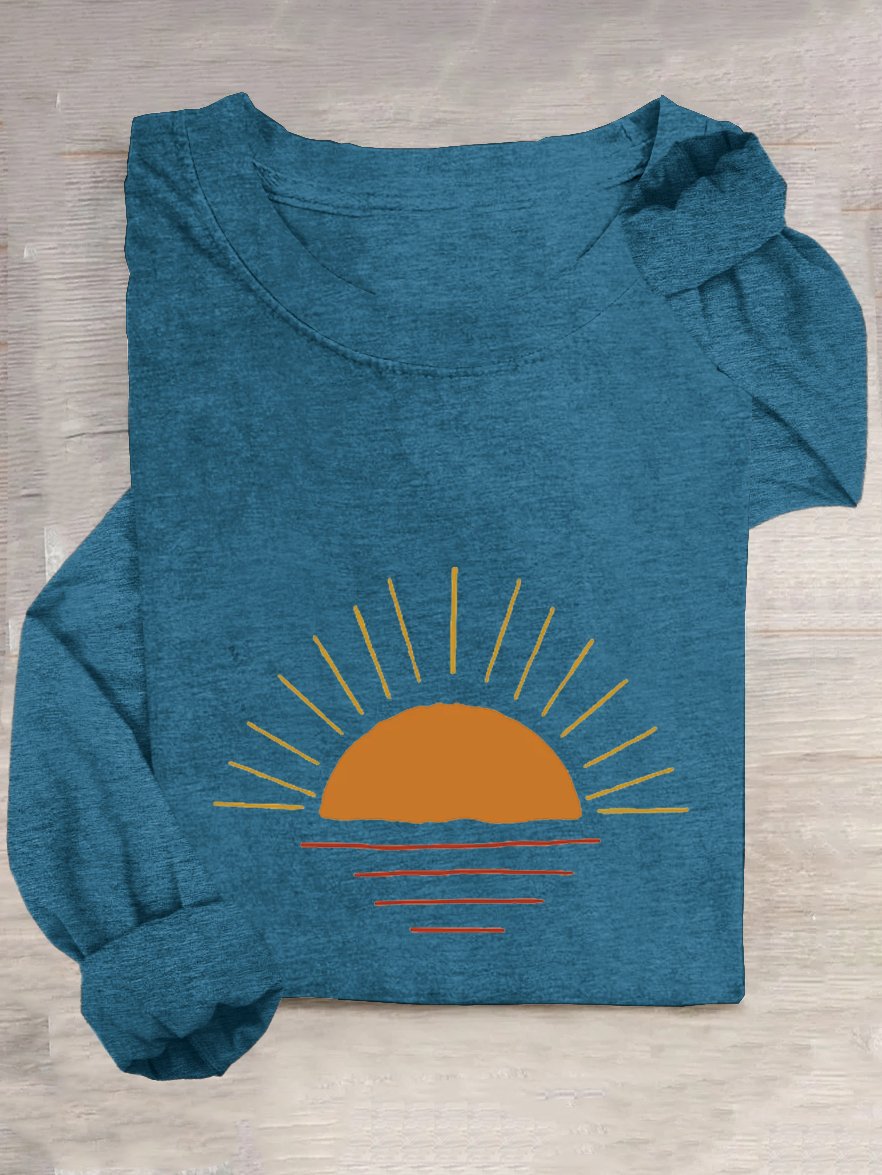 Sun Loose Casual Crew Neck T-Shirt