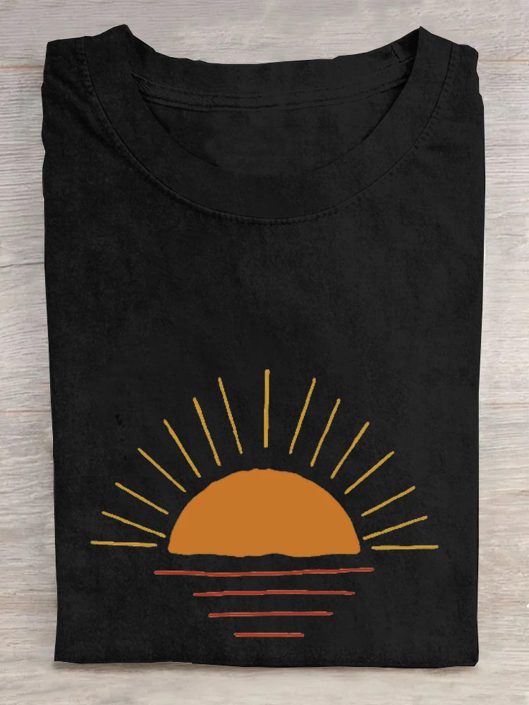 Sun Loose Casual Crew Neck T-Shirt