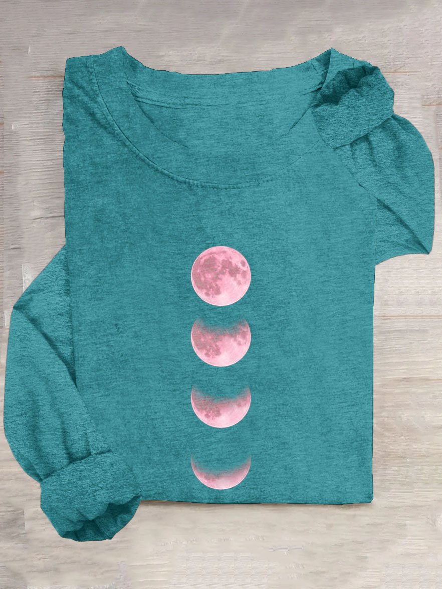 Moon Casual Loose Crew Neck T-Shirt