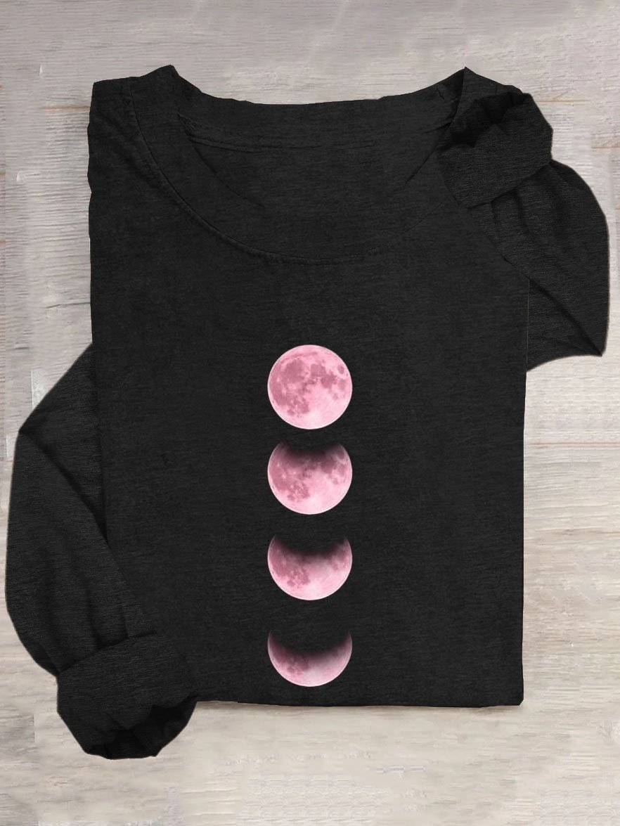 Moon Casual Loose Crew Neck T-Shirt