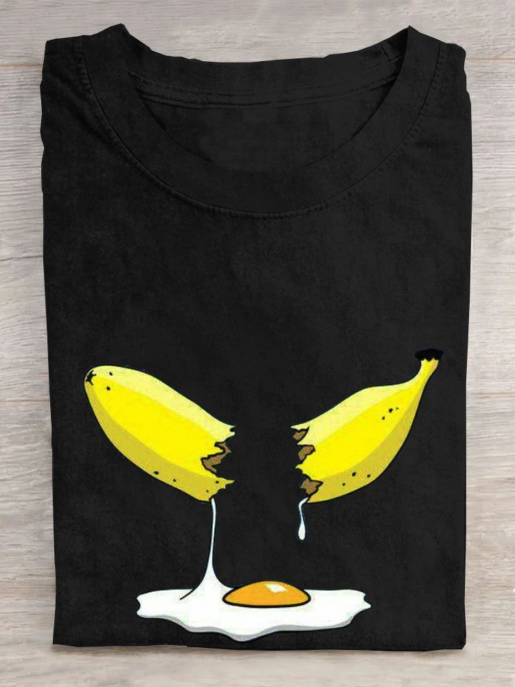 Funny Banana Eggs Printed Casual T-Shirt