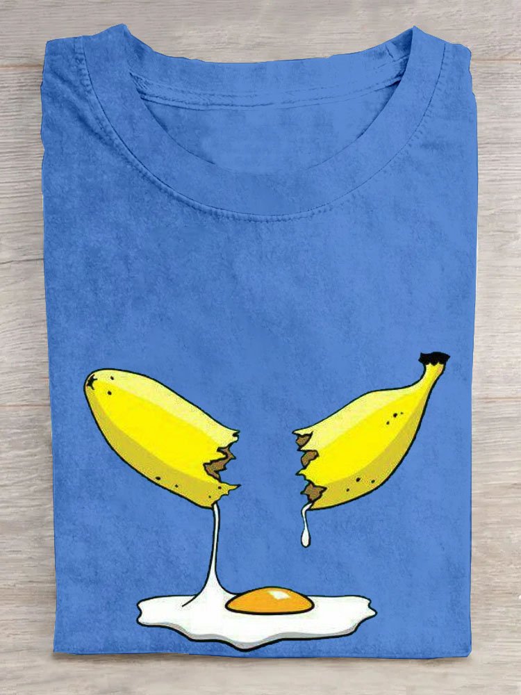 Funny Banana Eggs Printed Casual T-Shirt