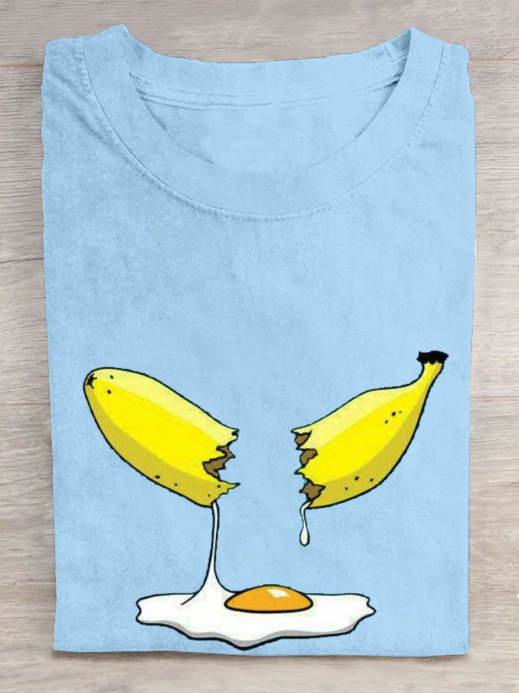 Funny Banana Eggs Printed Casual T-Shirt