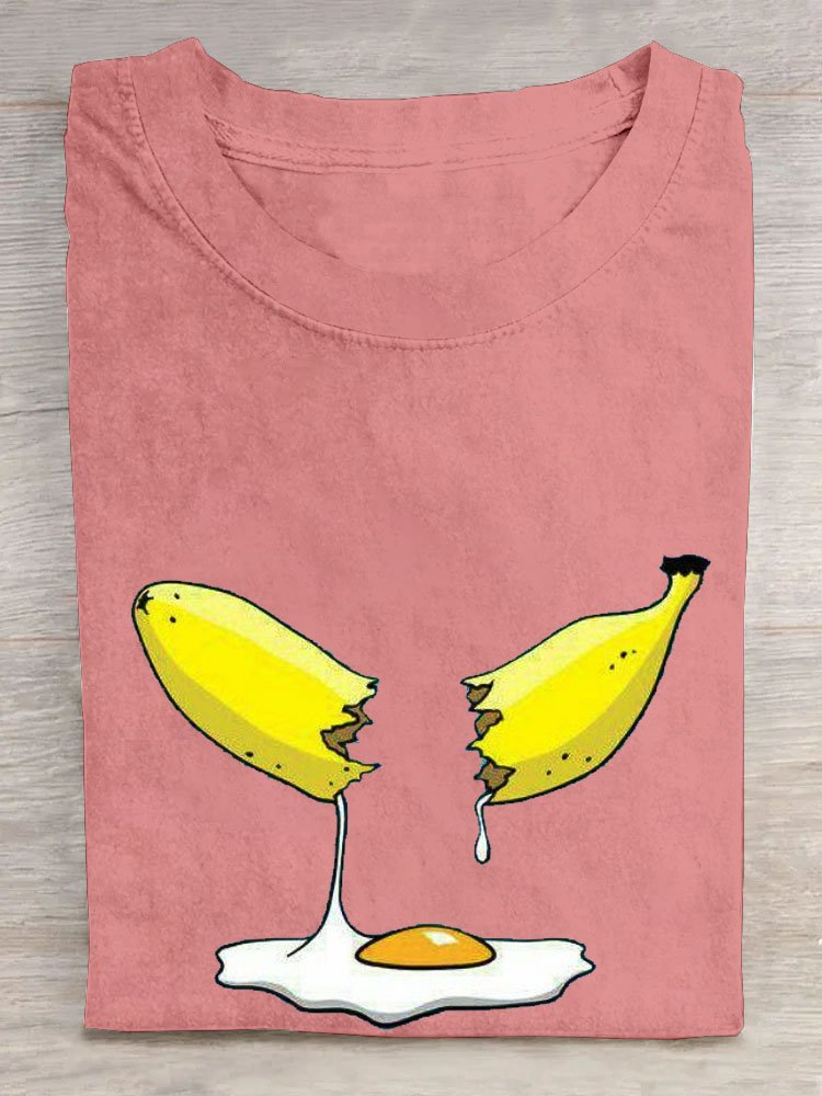 Funny Banana Eggs Printed Casual T-Shirt