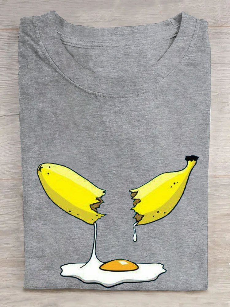 Funny Banana Eggs Printed Casual T-Shirt