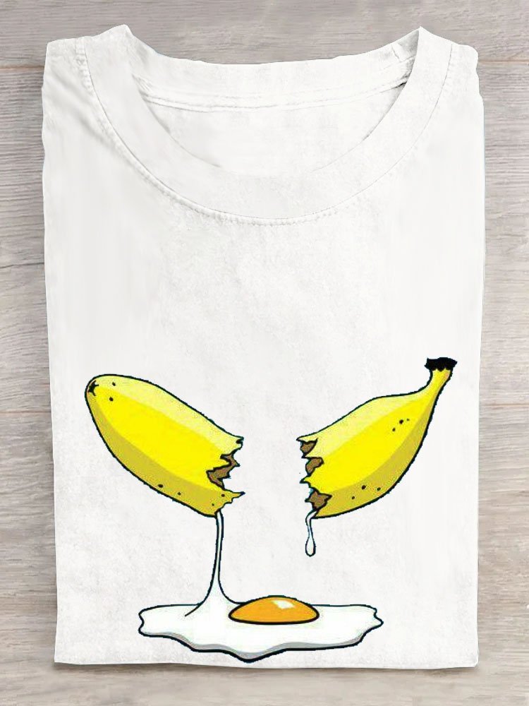 Funny Banana Eggs Printed Casual T-Shirt