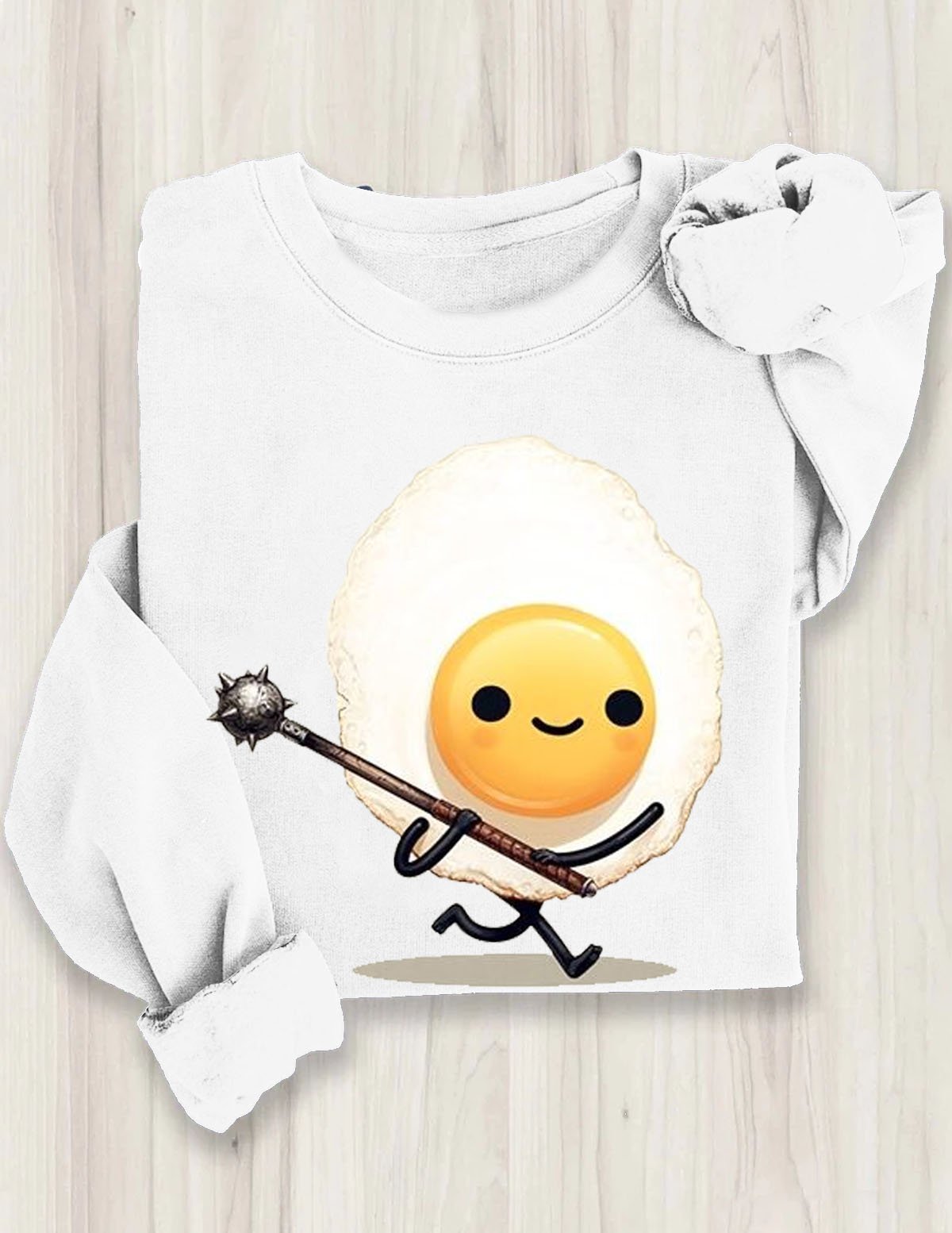 Funny Fried Eggs Printed Casual Crew Neck Sweatshirt