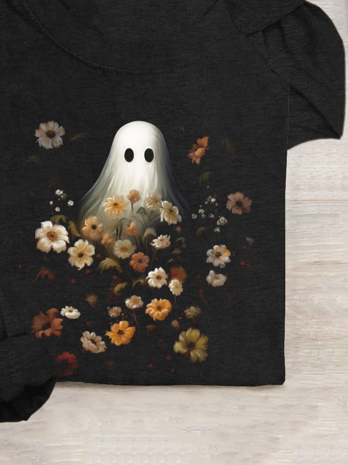 Casual Halloween Loose Crew Neck T-Shirt