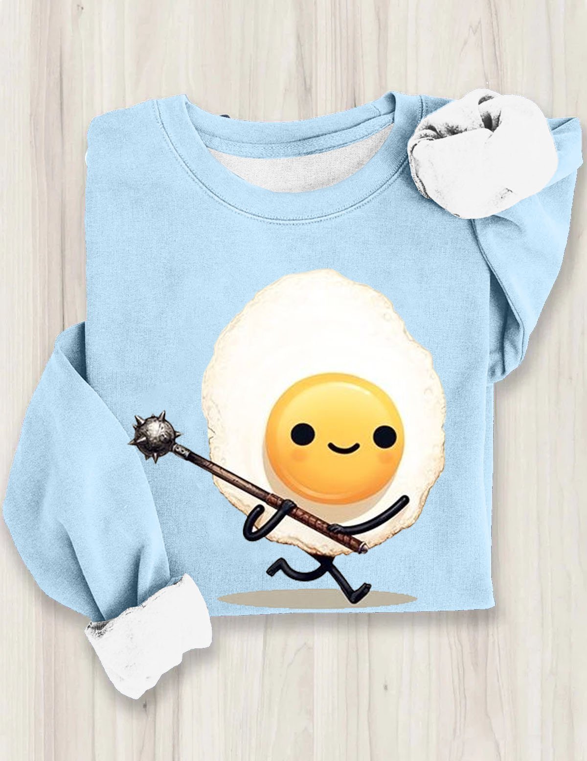 Funny Fried Eggs Printed Casual Crew Neck Sweatshirt