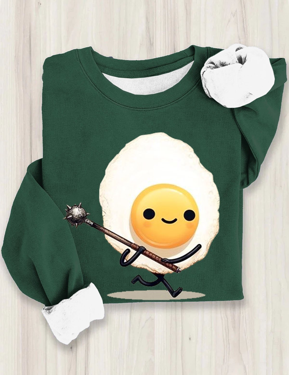 Funny Fried Eggs Printed Casual Crew Neck Sweatshirt