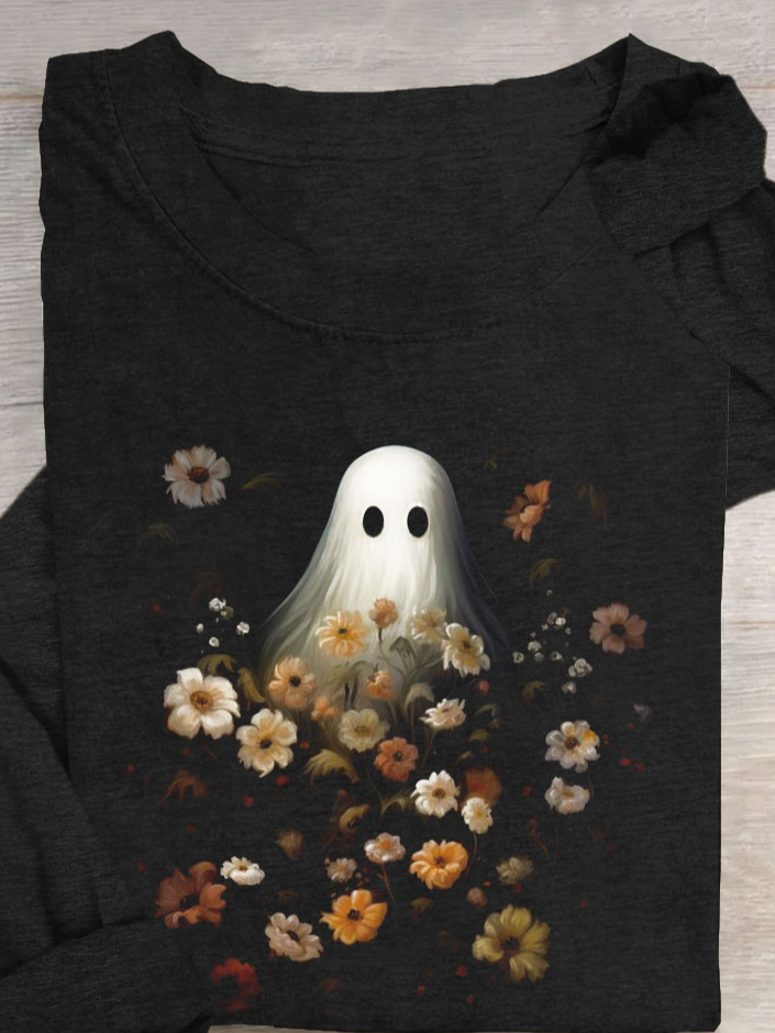 Casual Halloween Loose Crew Neck T-Shirt