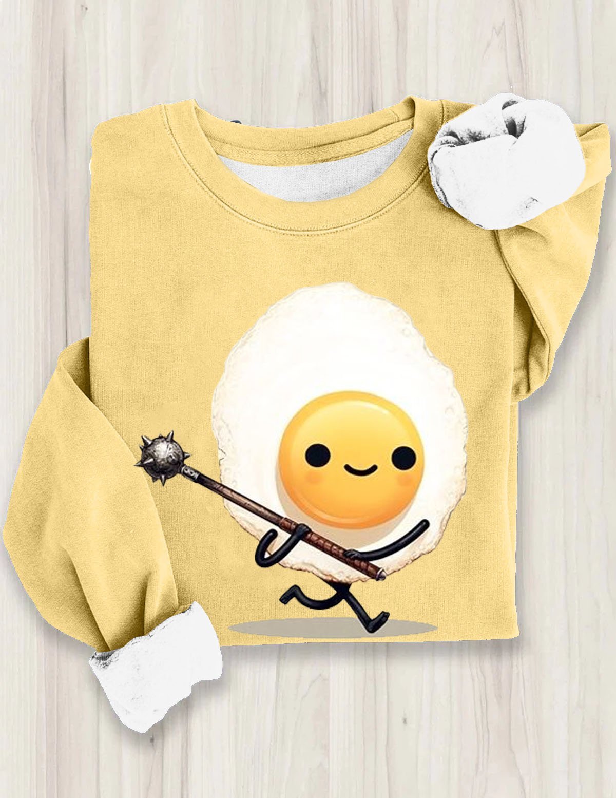 Funny Fried Eggs Printed Casual Crew Neck Sweatshirt