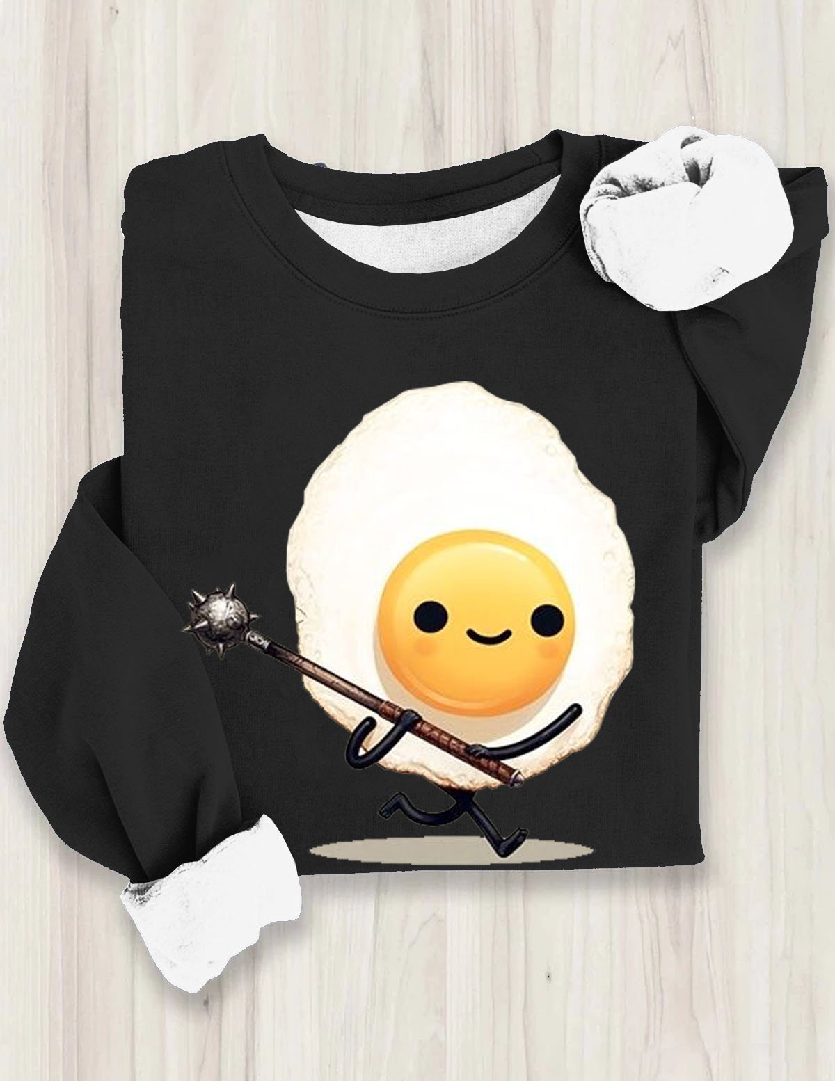 Funny Fried Eggs Printed Casual Crew Neck Sweatshirt