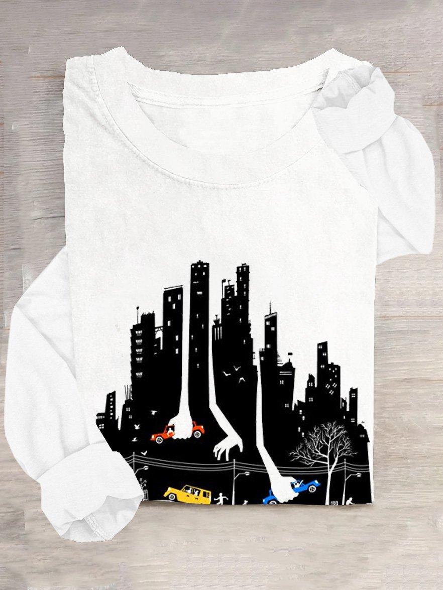 Casual Crew Neck City T-Shirt