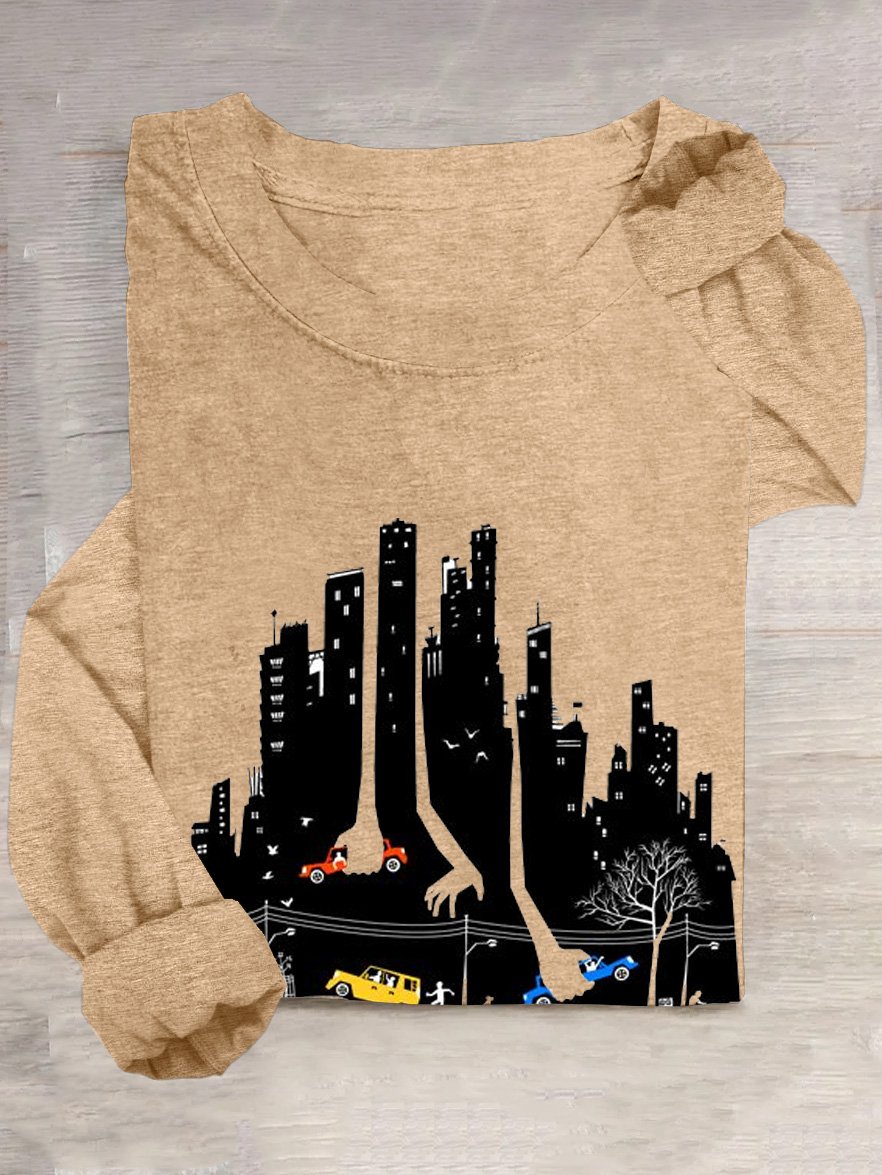 Casual Crew Neck City T-Shirt