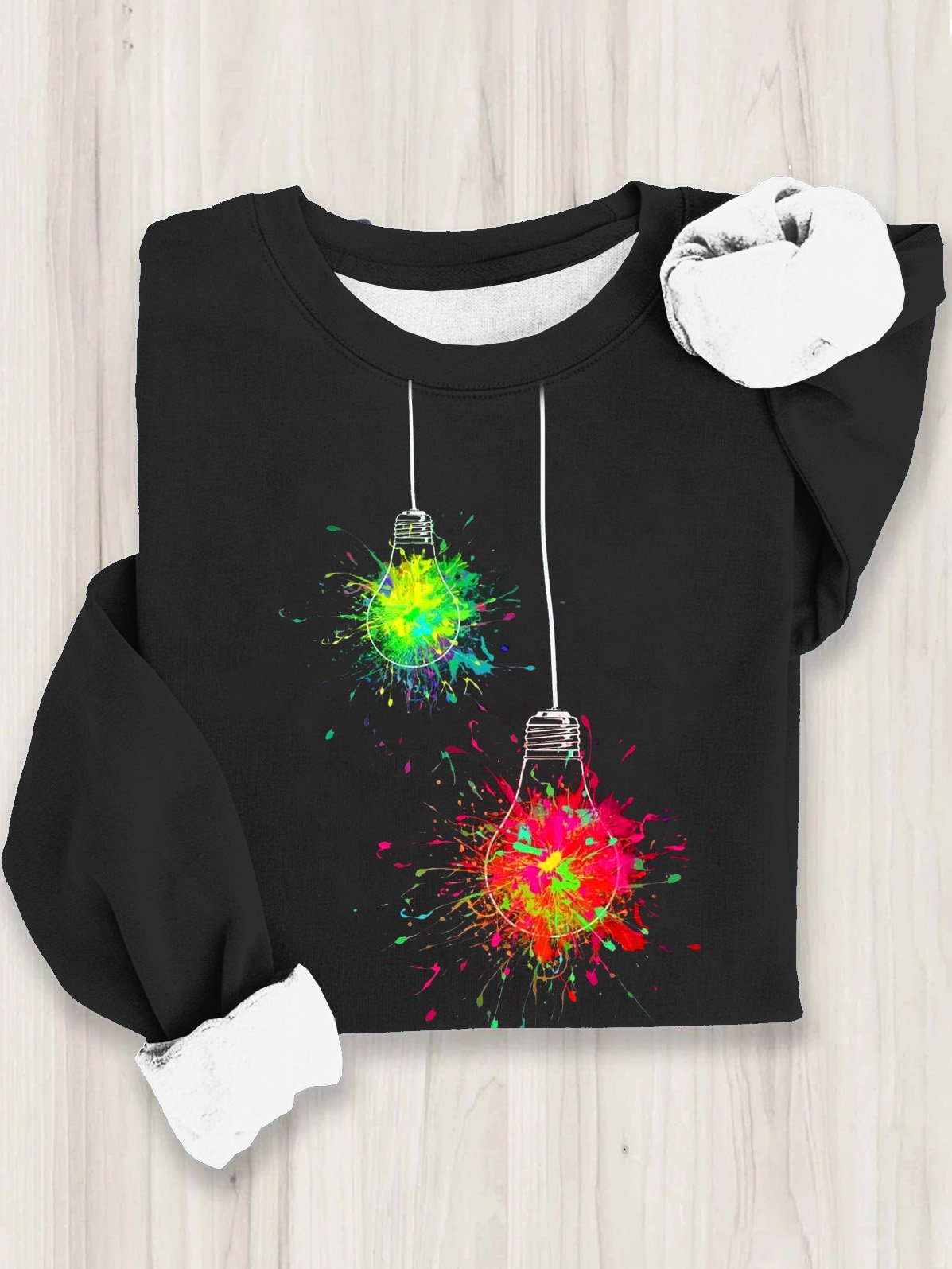 Casual Crew Neck Loose Abstract Sweatshirt