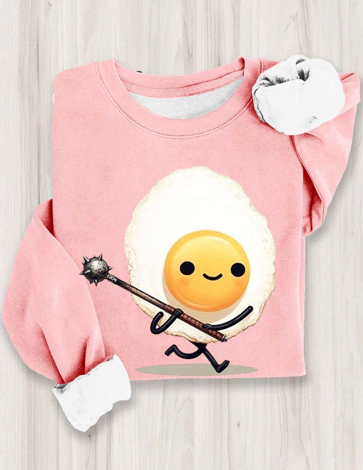 Funny Fried Eggs Printed Casual Crew Neck Sweatshirt