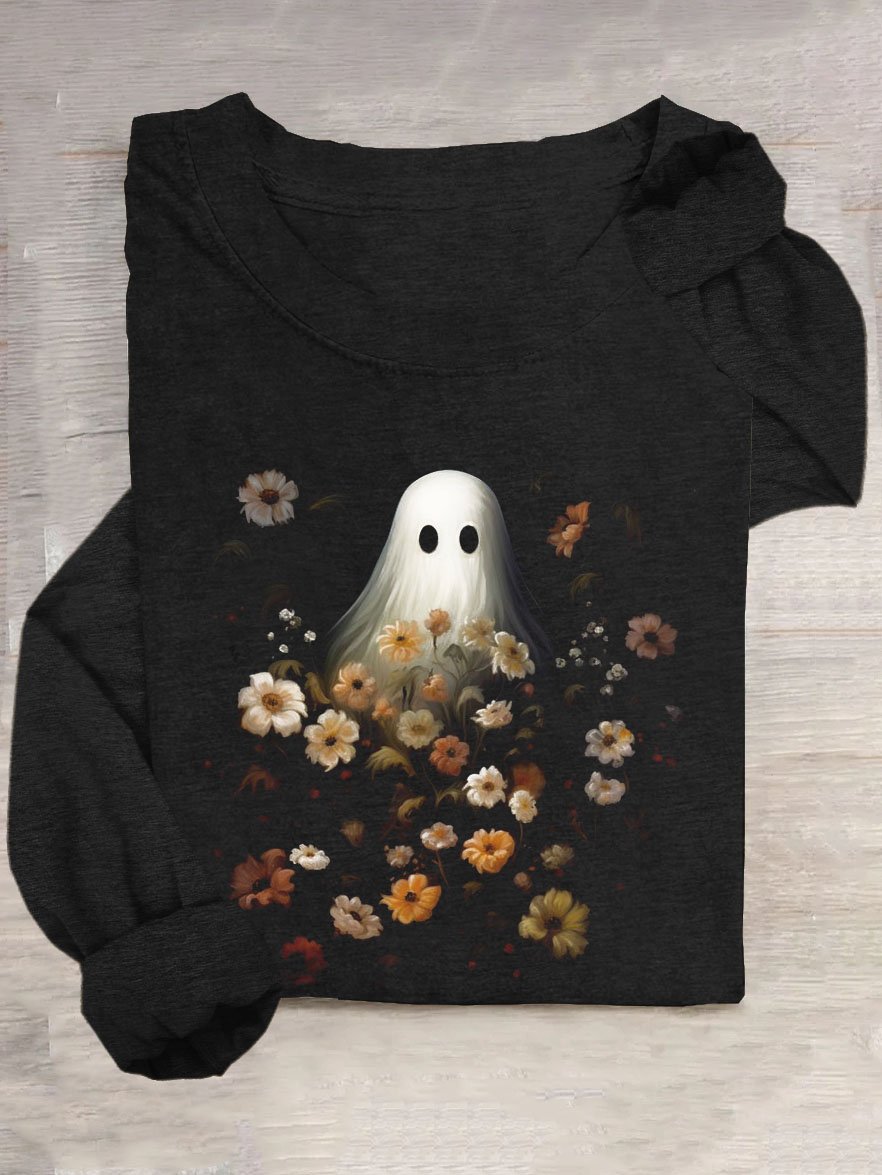 Casual Halloween Loose Crew Neck T-Shirt