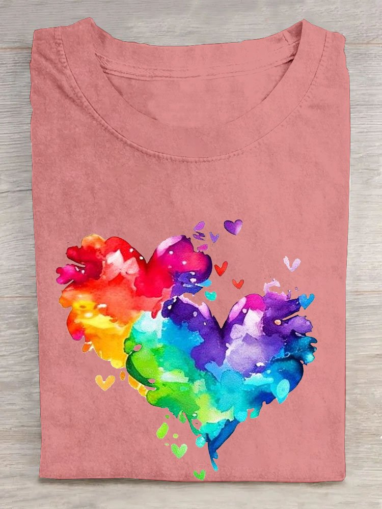 Casual Abstract Heart/Cordate Loose T-Shirt