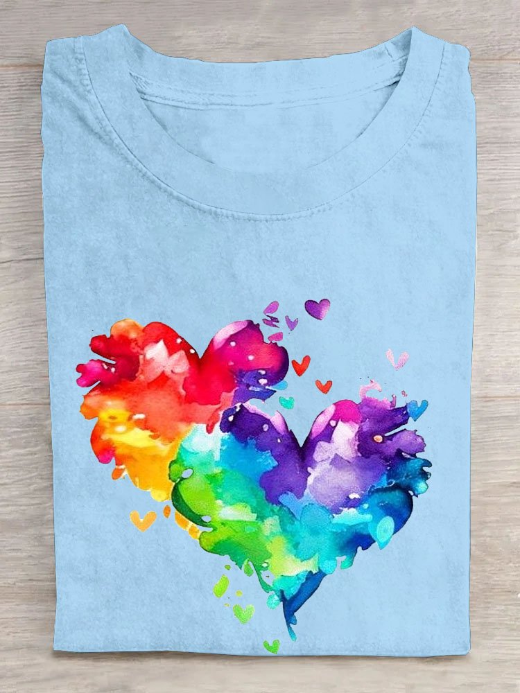 Casual Abstract Heart/Cordate Loose T-Shirt