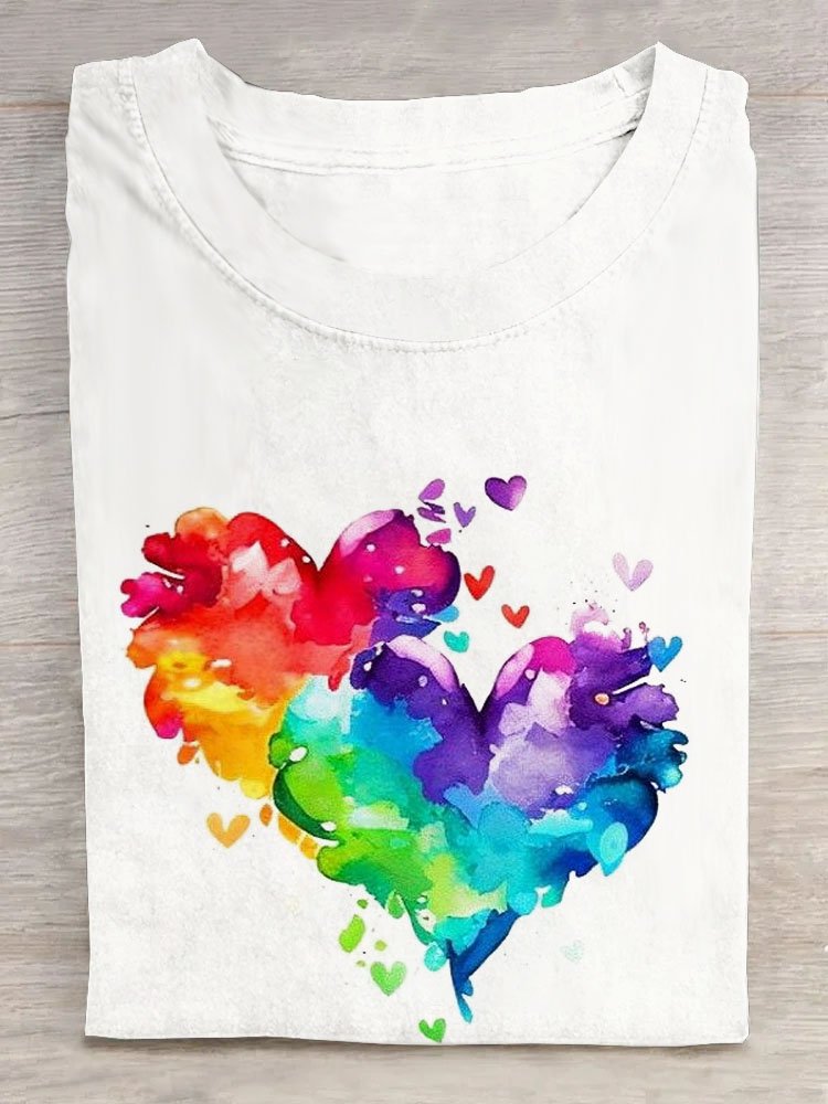 Casual Abstract Heart/Cordate Loose T-Shirt