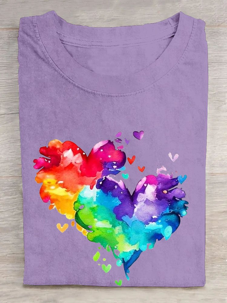 Casual Abstract Heart/Cordate Loose T-Shirt