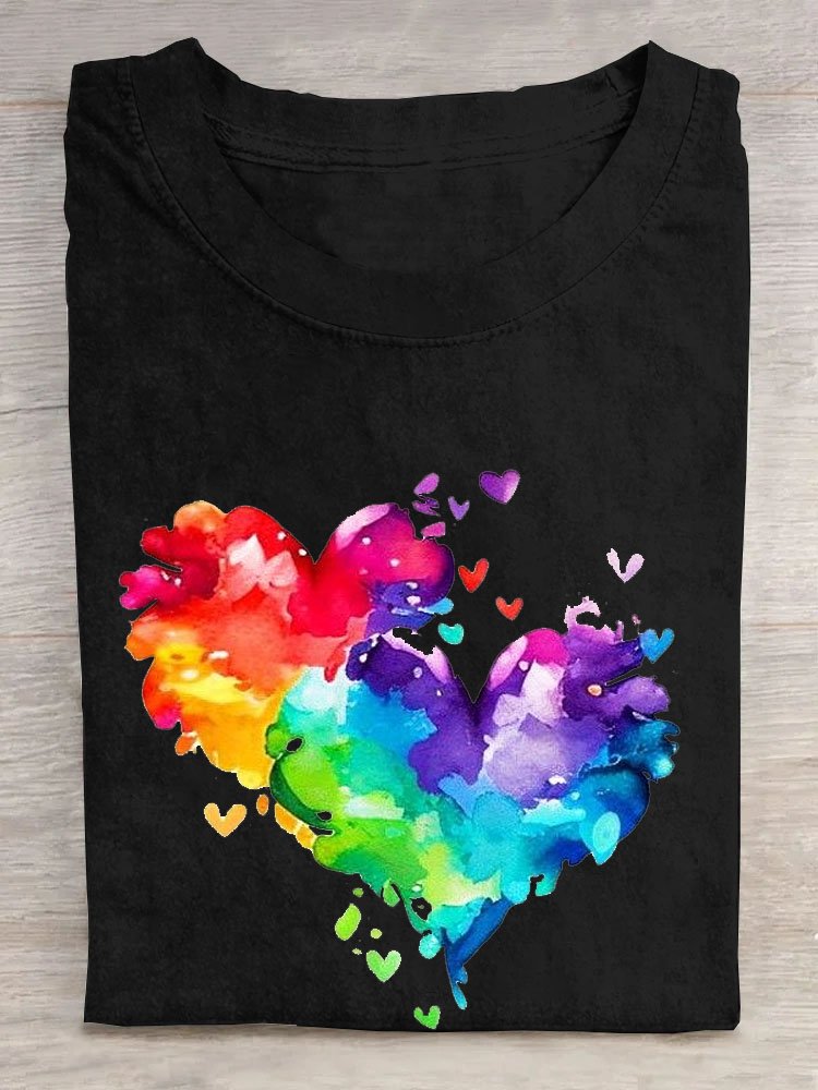 Casual Abstract Heart/Cordate Loose T-Shirt