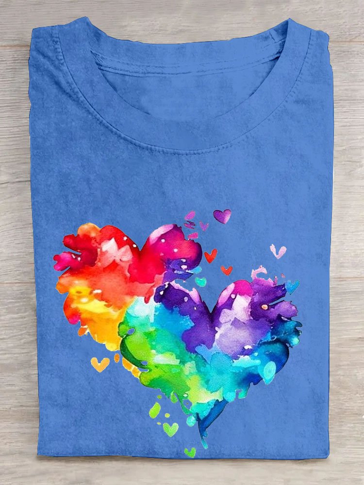 Casual Abstract Heart/Cordate Loose T-Shirt