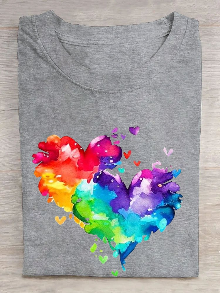 Casual Abstract Heart/Cordate Loose T-Shirt