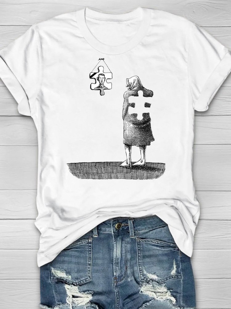 Cotton Figure Casual T-Shirt