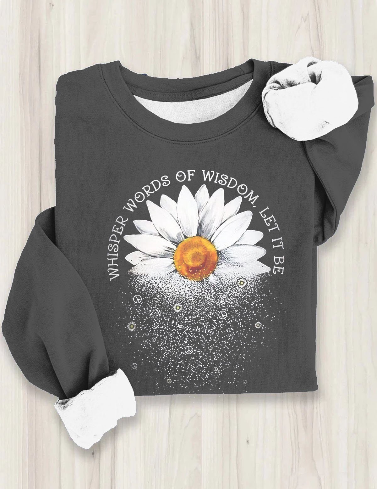 Floral Text Letters Casual Crew Neck Cotton Sweatshirt