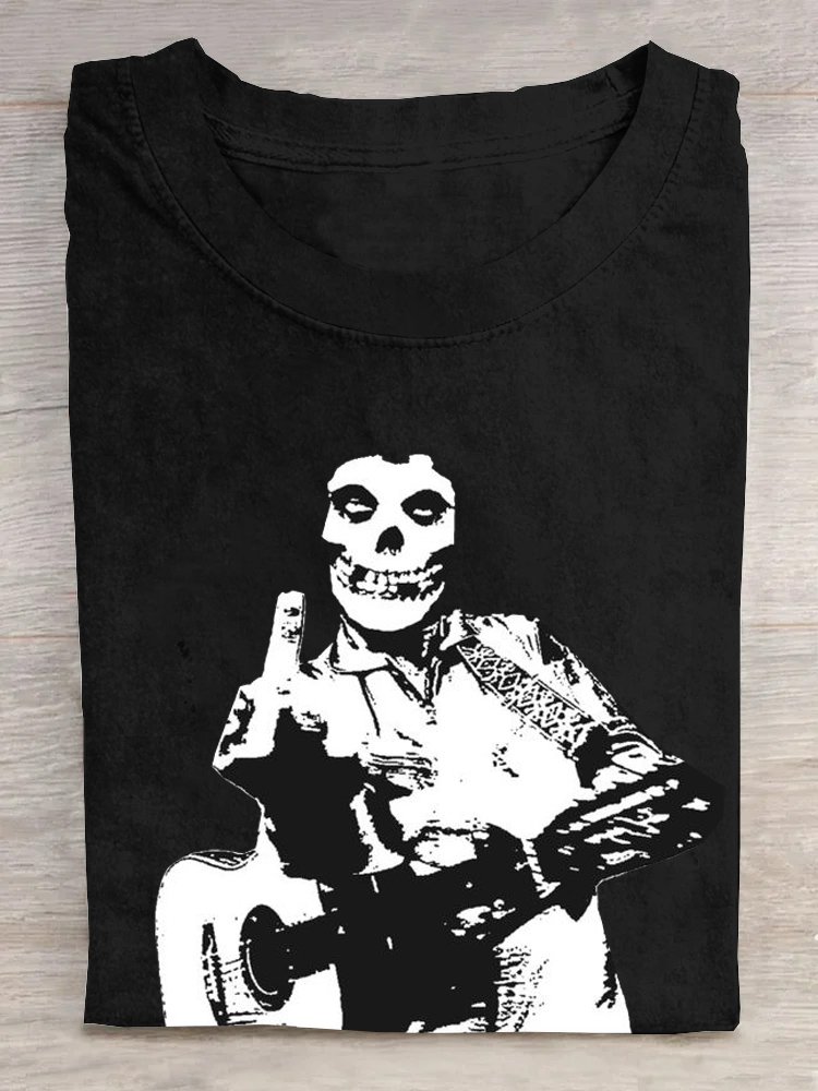 Rock Music Skull Printed T-Shirt