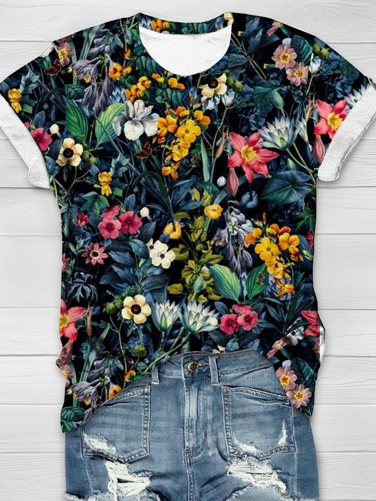 Jersey Floral Casual T-Shirt