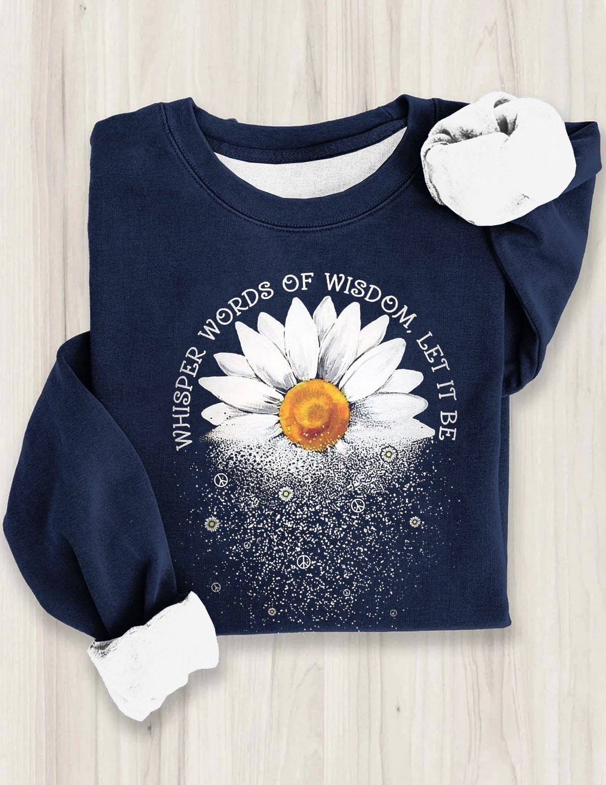 Floral Text Letters Casual Crew Neck Cotton Sweatshirt