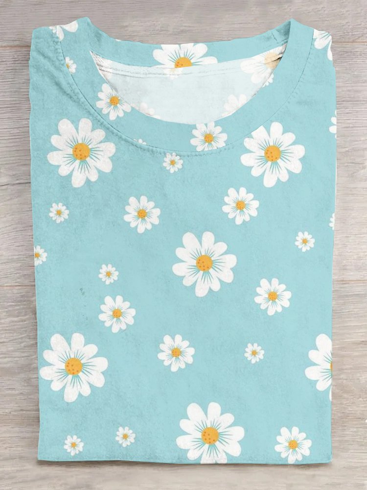 Floral Crew Neck Casual T-Shirt