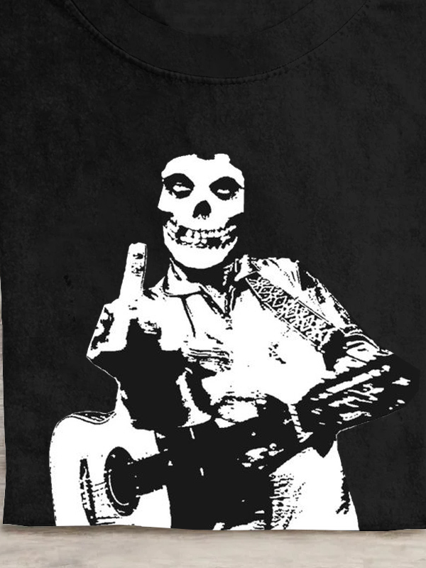 Rock Music Skull Printed T-Shirt