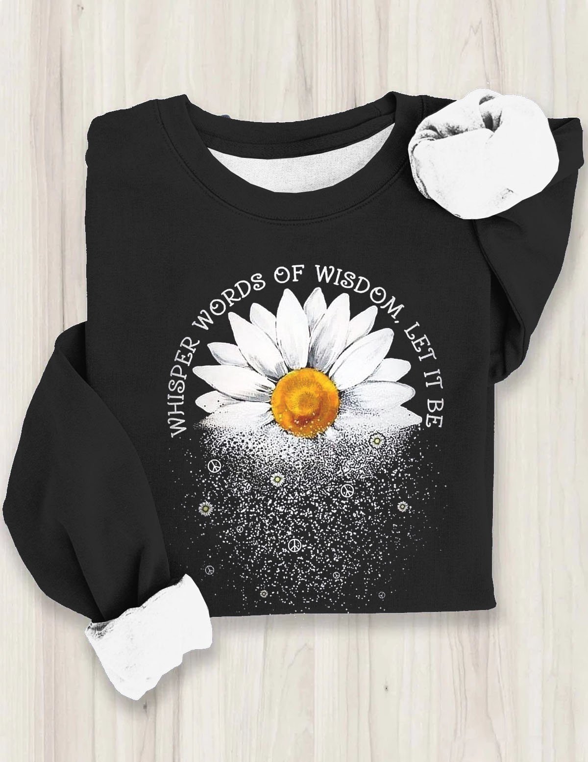 Floral Text Letters Casual Crew Neck Cotton Sweatshirt