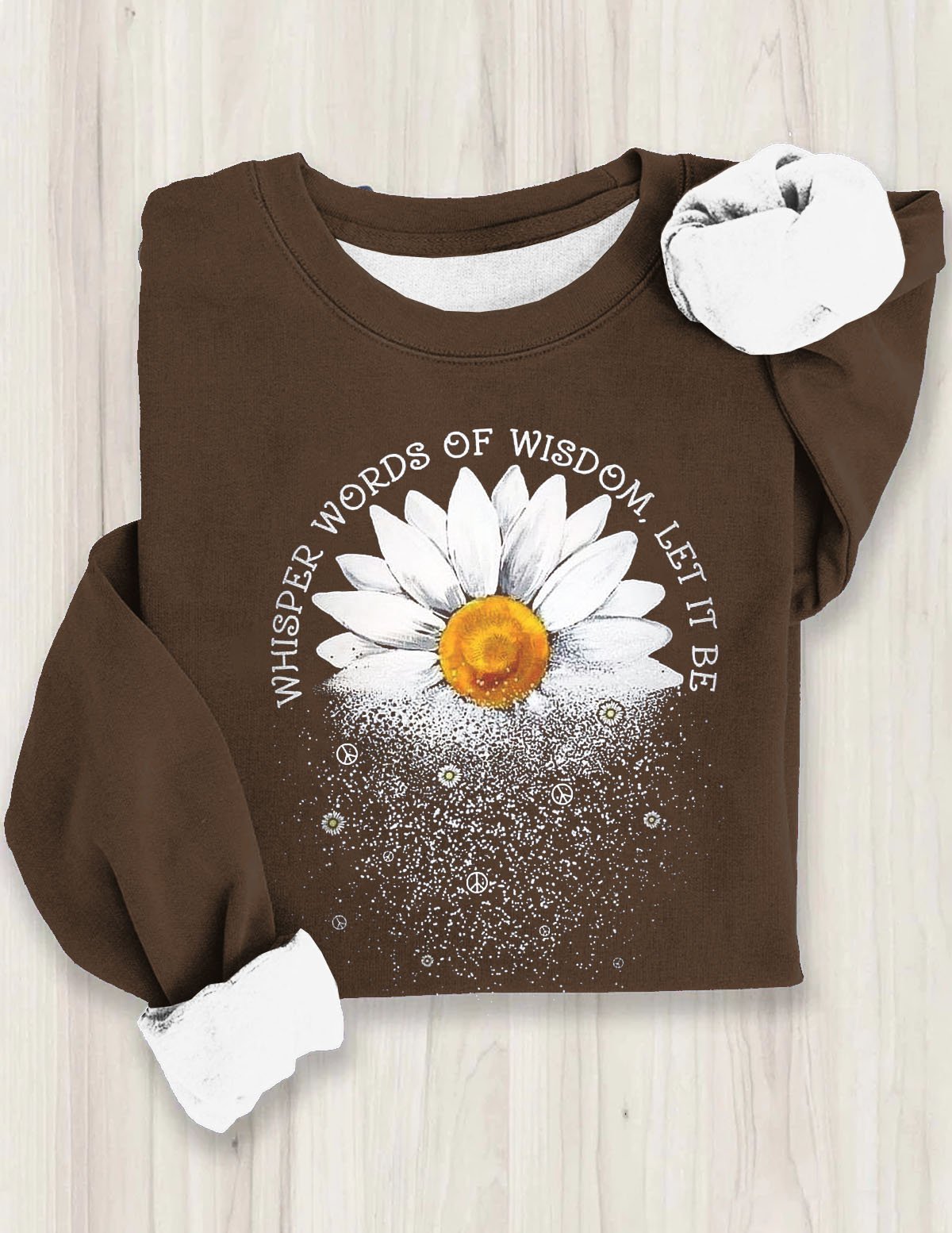 Floral Text Letters Casual Crew Neck Cotton Sweatshirt