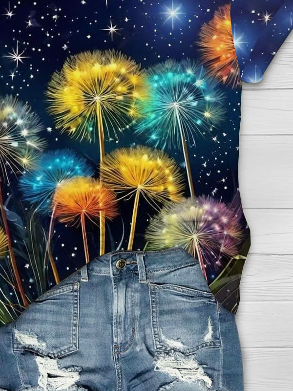 Dandelion printed round neck T-shirt