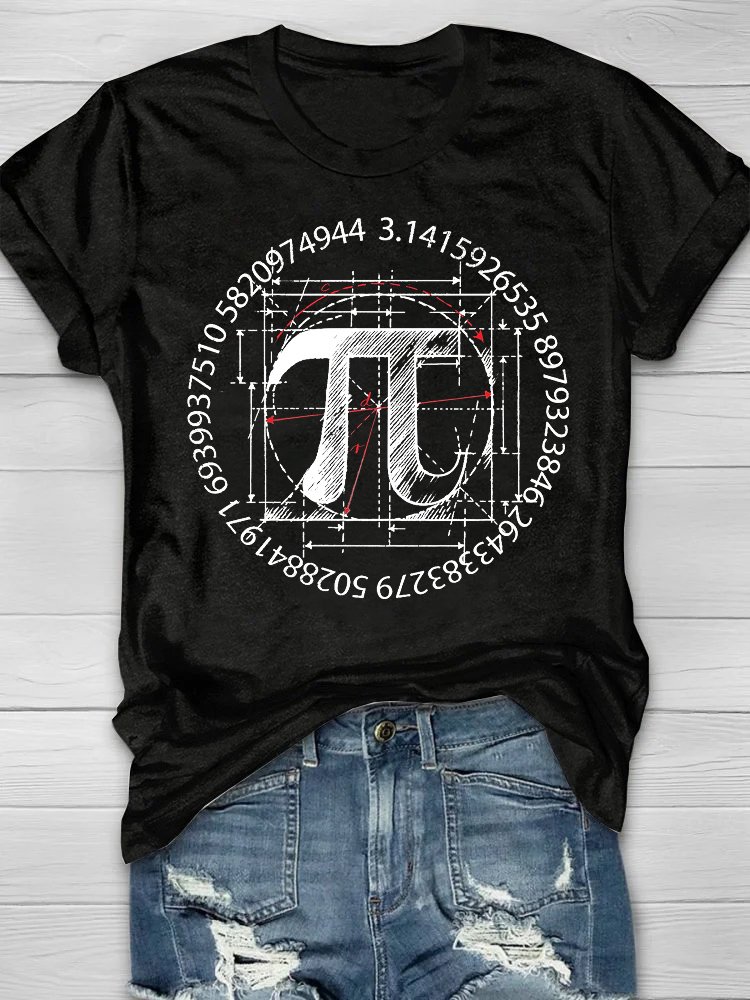 PUPILOVES FUNNY MATH PI DAY PRINT SHORT SLEEVE T-SHIRT