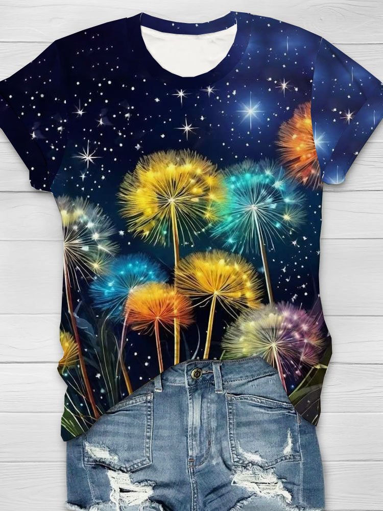 Dandelion printed round neck T-shirt