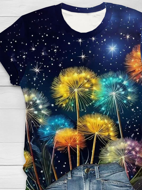 Dandelion printed round neck T-shirt